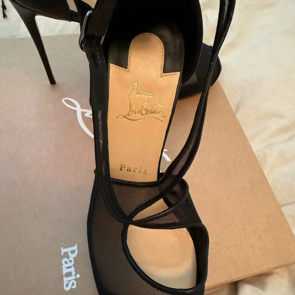 Christian Louboutin Mariacar Mesh Red Sole Platform Sandals size 8.5 - Picture 3 of 7